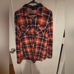 Red and Blue Plaid Button-Up Shirt
